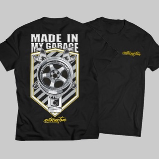 T-shirt  เสื้อเชิ้ต Made in my garage Autocustom สําหรับรถยนต์S-5XL
