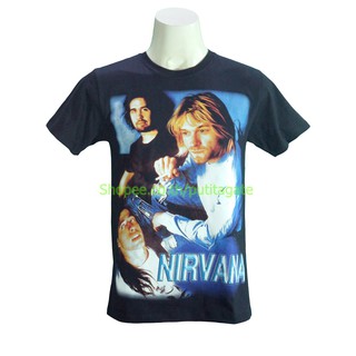 เสื้อยืดผ้าฝ้ายพรีเมี่ยมเสื้อวง Nirvana เสื้อไซส์ยุโรป เนอร์วานา PTA98 เสื้อยืดวงดนตรีร็อค