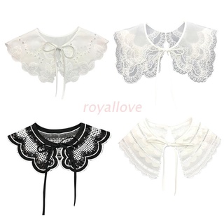 royal Detachable Half Shirt Fake Collar Embroidery Neck Ruff Dickey Mini Cape Necklace