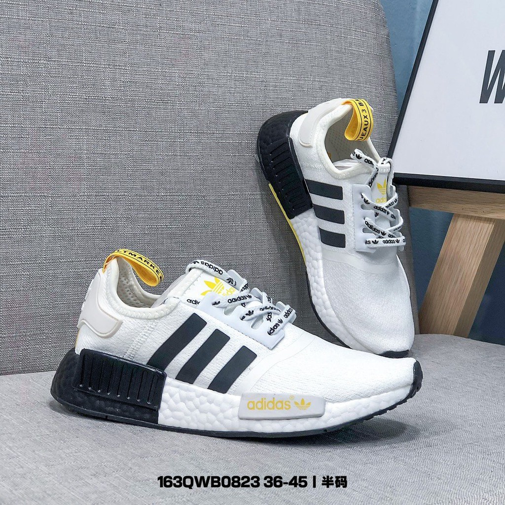 แท้จริง Adidas NMD R-1 พื้นผิวถัก ระบายอากาศ รองเท้าวิ่ง แฟชั่น สบาย ๆ ...