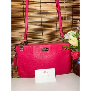 กระเป๋าสะพาย Coachแท้ Crossbody 2ซิป  สีชมพูเข้ม