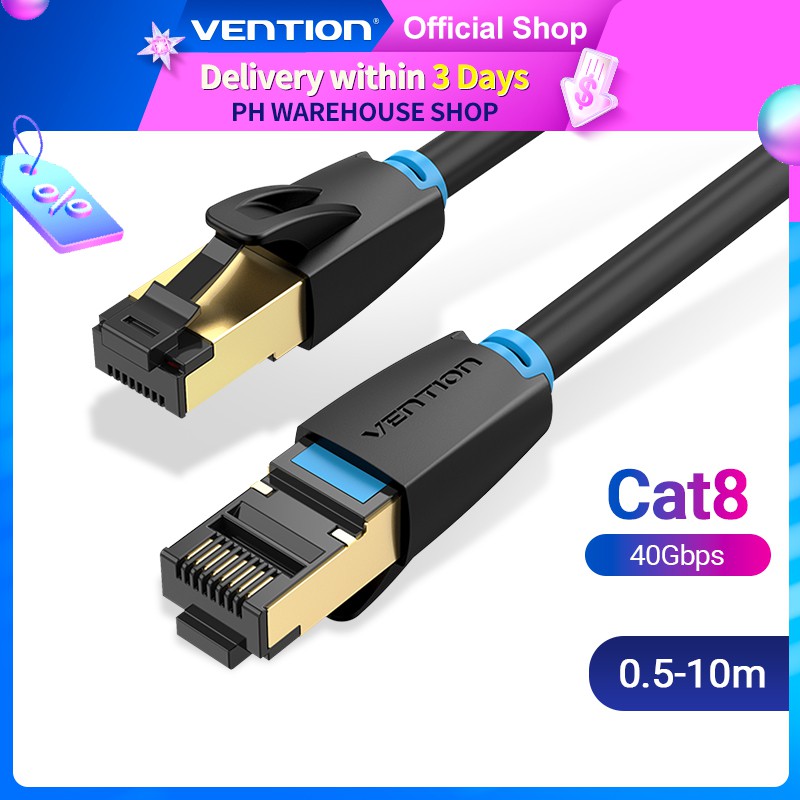 Vention สายเคเบิลเครือข่ายอีเธอร์เน็ต CAT8 RJ45 40Gps 2000Mhz ความเร็วสูง สําหรับเราเตอร์แล็ปท็อป RJ45