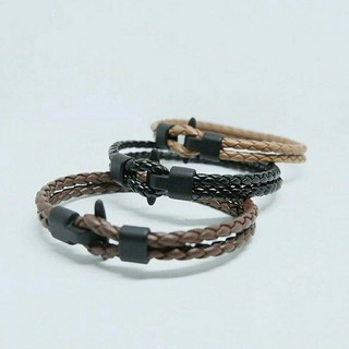 nn_braceletสายรัดข้อมือ RASTACLAT รหัส 122 สร้อยข้อมือหนังถักแบบกลมรวบสองเส้น ตัวล็อคเป็นสีดำนะคะ