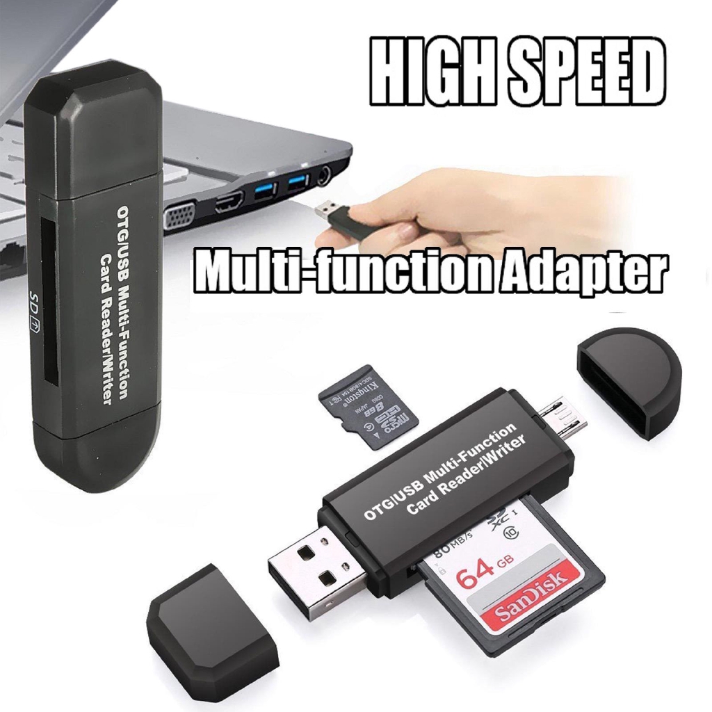 อะแดปเตอร์แปลง Micro USB OTG เป็น USB 2.0 อ่านการ์ด SD/Micro SD สำหรับสมาร์ทโฟน พีซี