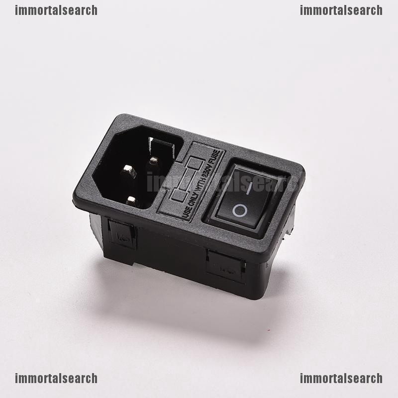 【 Ice 】 AC 250 V 10A 3-Pin Rocker Switch IEC 320 C 14 Power Inlet Socket W Fuse