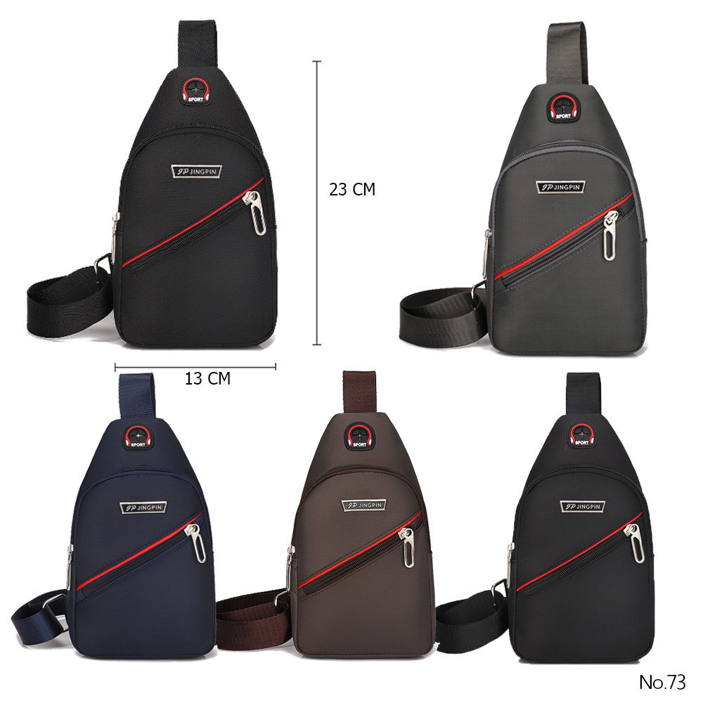 (w73)กระเป๋าสะพายชายใบน้อย 23เซ็น คาดอก3ซิบ แต่งทรงเฉียง redskyzone