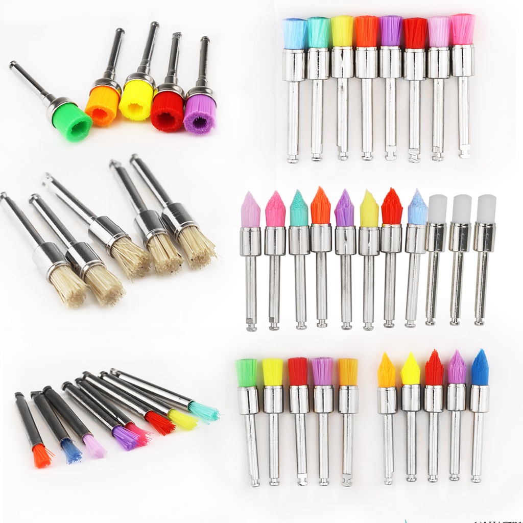 200 Brosses De Polissage Dentaire à Cliquet - Nylon, 2.35mm, 10 Modèles Mélangés - Neuf, Pour Prothèses