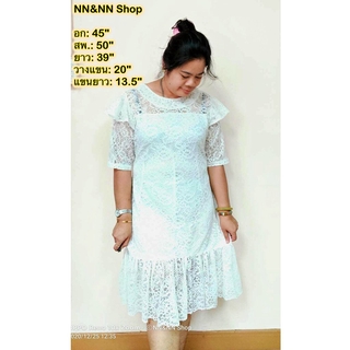 NNandNN Shop 2 0035 เดรสลูกไม้ คอกลม แขนบอก พื้น หลายสี 46