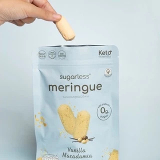 เมอแรงค์ สูตรไม่มีน้ำตาล [6 ซอง] รส Vanilla Macadamia (Sugarless) คีโต 100% ขนมคีโต ขนมคลีน keto meringue เมอแรงค์คีโต