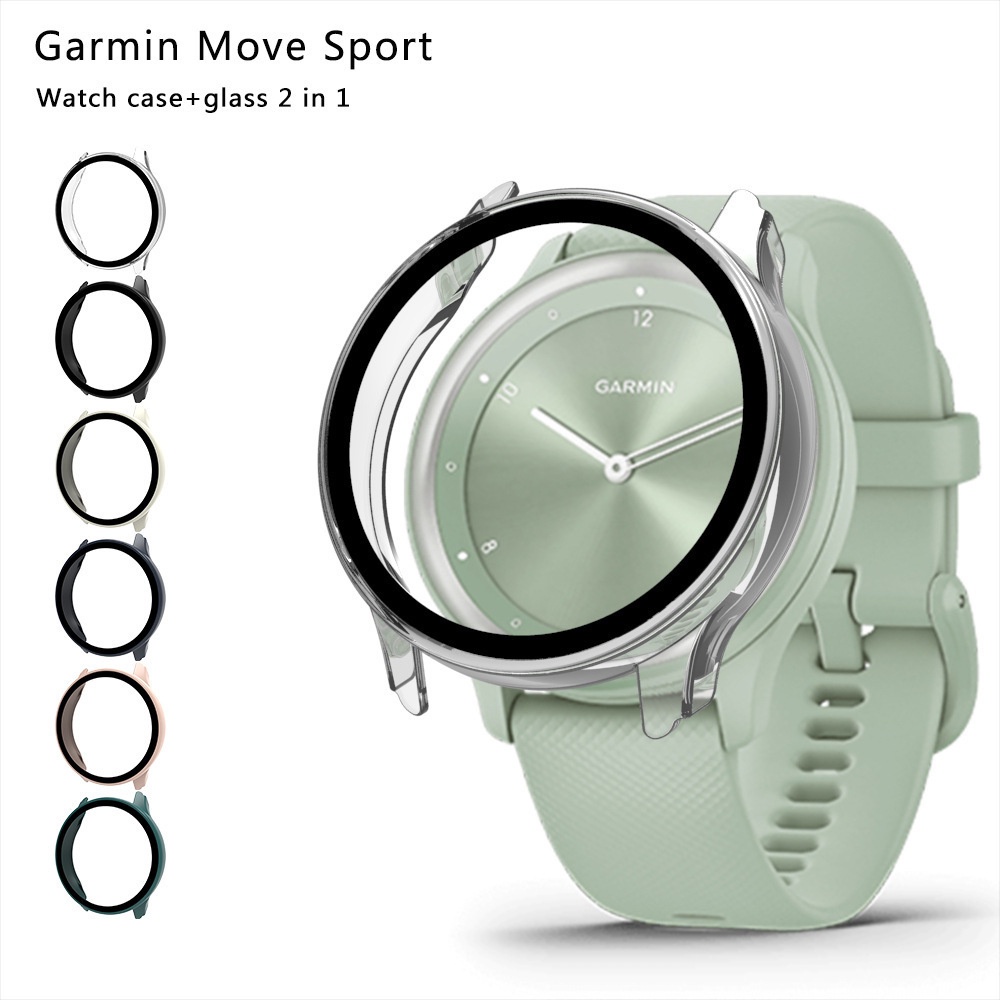 ฝาครอบเคส พร้อมตัวป้องกันหน้าจอ สําหรับ Garmin Move Sport Frame คุณภาพสูง PC และกระจกนิรภัย บางเฉียบ อุปกรณ์ป้องกัน