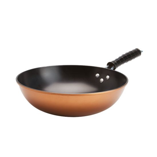 KASSA HOME กระทะเหล็กคาร์บอนด้ามแบ๊คกาไล้ รุ่น RL-0077 ขนาด 30 x 9 ซม. สีทองแดง-สีดำ กระทะ เครื่องคร