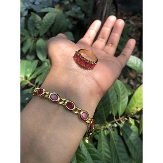 มาใหม่!! เซทพลอยชาตั้ม ข้อมือพน้อมแหวนเข้าเซทสวยย คุ้มค่าสุดๆ