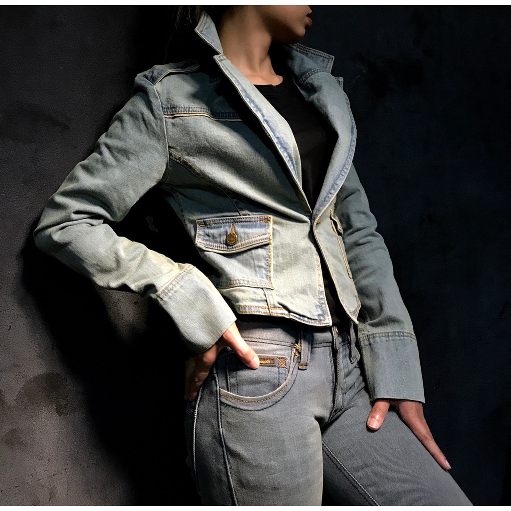 GRJ028 แจ็คเก็ตยีนส์ ผู้หญิง เสื้อ Denim Jacket Ladies (GIRLS) (Gasoline & Garage) ปั๊มน้ำมันแก๊สโซล