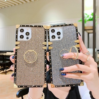 เคสโทรศัพท์มือถือ ประดับเพชร สีพื้น หรูหรา สําหรับ Samsung Galaxy A73 5G A9 2018 S10Lite A91 A72 A52 A42 A71 A51 A70 A31 A21S A21 A20S Oppo Reno 8