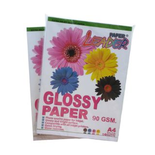 GLOSSY PAPER สติ๊กเกอร์โฟโต้ กันน้ำ ใช้สำหรับหมึกอิงค์เจท หมึกน้ำได้ มีแพ็ค 10 แผ่น และ 50 แผ่น