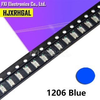 1206 SMD ไฟ LED 3216 สีฟ้า 100 ชิ้น