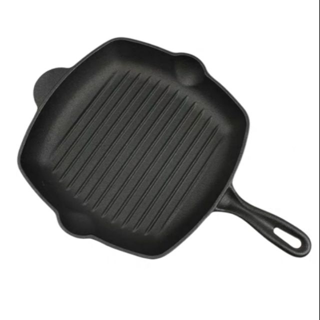 26 ซม. SQUARE SHAPE BARE CAST IRON SKILLET STEAK FRYING PAN