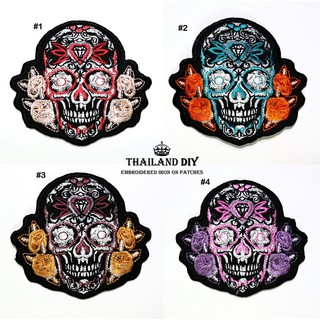 ตัวรีดติดเสื้อ กระโหลกเม็กซิกัน ตัวรีดกระโหลก รอยสักกระโหลก เม็กซิโก Sugar Skull Patch งานปัก DIY ตัวรีด ติดเสื้อ อาร์ม