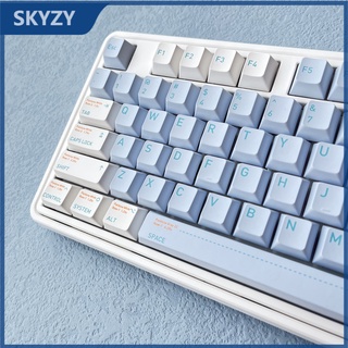 สีฟ้าอ่อน Keycaps Cherry Profile สีฟ้าสีขาว PBT DYE-SUB แป้นพิมพ์แบบกลไก Keycap 131 Keys