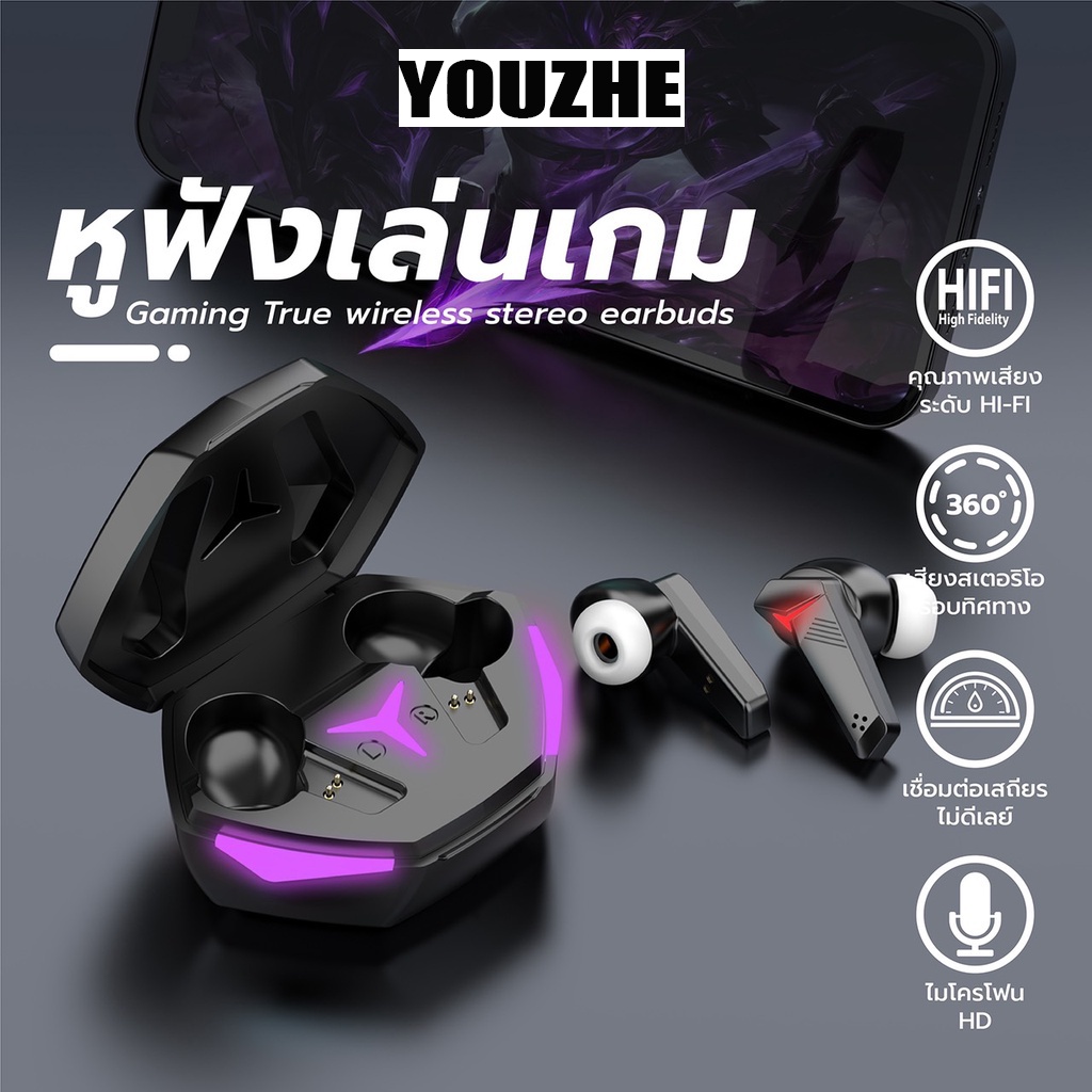 หูฟังบลูทูธT33 หูฟังไร้สายตัดเสียงรบกวนอัจฉริยะ บลูทูธ5.2 หูฟัง แสงไฟLEDพร้อมระบบสัมผัส รองรับฟังก์ช