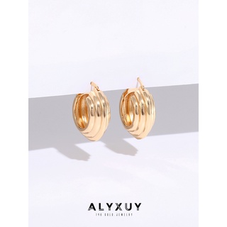 Alyxuy ต่างหูห่วงเกลียว ชุบทอง 14k (ขาย 1 คู่)