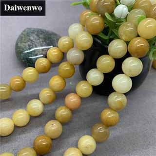 ลูกปัดหินอเวนจูรีน สีเหลือง ทรงกลม 4-12 มม. สําหรับทําเครื่องประดับ DIY