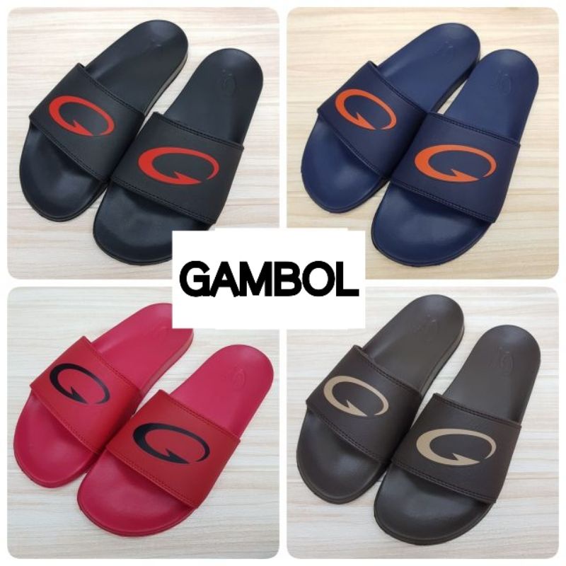 GAMBOL รุ่น 42150 รองเท้าแตะแบบสวม ไซส์ 36-44 สีดำ สีกรม สีแดง สีน้ำตาลเข้ม