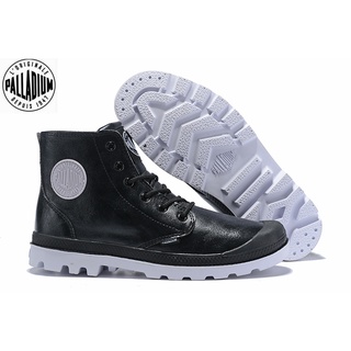 100%Original PALLADIUM Black White Martin Boots Mens and womens Leather shoes 35-45