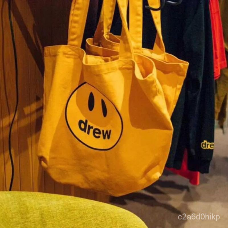 Drew House Yellow Logo Mascot Tote Bag ถุงผ้าดิวส์เฮ้าส์ รูปยิ้ม 