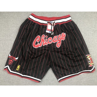 กางเกงขาสั้นบาสเก็ตบอล ปักลายโลโก้ NBA CHICAGO Bulls CHICAGO just don big สีดํา สีแดง สําหรับผู้ชาย