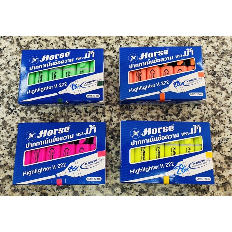 ปากกาเน้นข้อความ ปากกาไฮไลท์ สีสะท้อนแสง ตราม้า H-222 Horse ปากตัด US.Ststion - รูปที่ 2