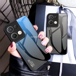 เคสโทรศัพท์มือถือกระจกนิรภัย TPU แบบนิ่ม ไล่โทนสี กันกระแทก สําหรับ Oppo Reno 8 9 pro plus 8pro+ 9pro+ 8proplus 8z Reno8 pro Reno9 Reno9pro Reno8pro 4G 5G