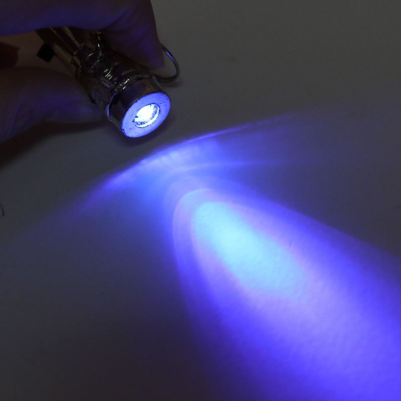 2 In 1 Mini LED Keychain White LED Torch Light and UV Purple Flashlight Keyring #3