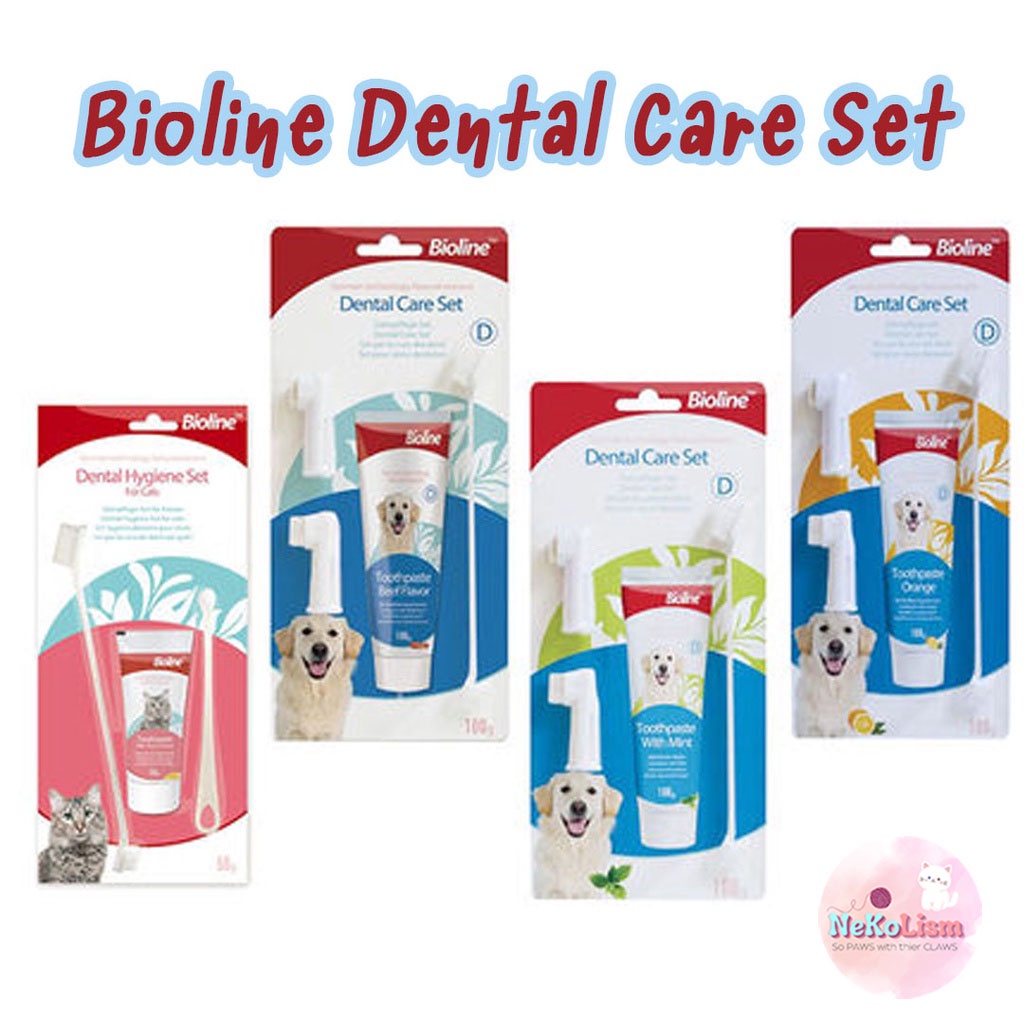 Bioline Dental Care Set เซ็ทแปรงฟันสัตว์เลี้ยง เซ็ทแปรงฟันแมว ยาสีฟันแมวรสชีส แปรงสีฟันแมว
