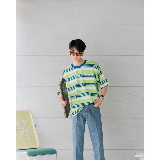 NARLE T-shirt เสื้อยืดโอเวอร์ไซส์ลายทาง - zamio.official - ThaiPick