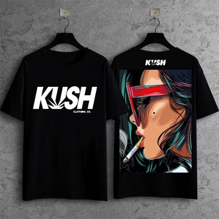 เสื้อยืดแฟชั่น - KUSH สตรีทแวร์แขนสั้นเสื้อยืดฮิปฮอป Unisex ถนนสูงแฟชั่นผ้าฝ้ายเสื้อยืด KUSH