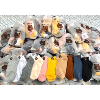 🔥 Sale 🔥 ถุงเท้าหมีบราวน์🐻 1 แพค มี 10 คู่ คละสี