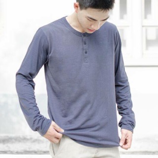 Basic button neck long sleeves t-shirt