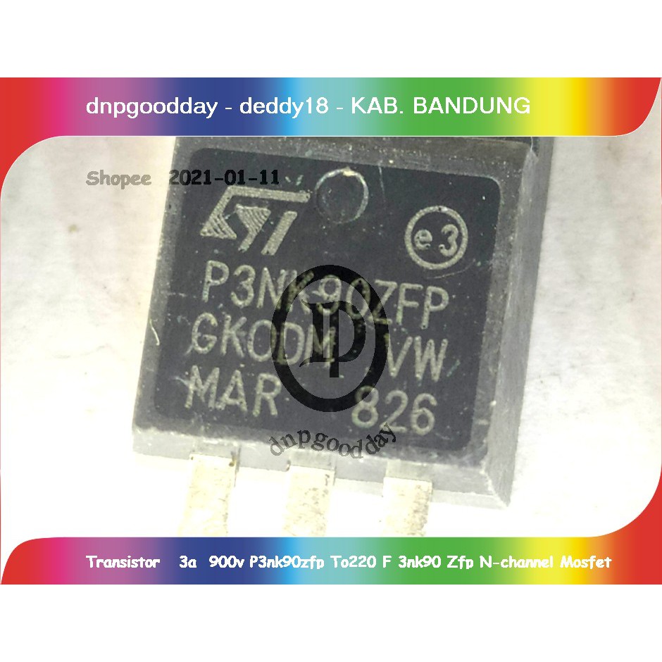 ทรานซิสเตอร์ 3a 900v P3nk90zfp To220 F 3nk90 Zfp N-channel Mosfet
