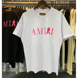 [S-5XL]เสื้อยืดแขนสั้น ผ้าฝ้าย ทรงหลวม พิมพ์ลายกระต่าย AMIRI สีชมพู พลัสไซซ์