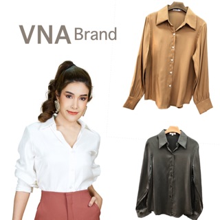 เสื้อเชิ้ตผ้าไหมญี่ปุ่น VNA brand เสื้อผู้หญิงปกเชิ้ทกระดุมหน้าผ้าหนาเงางามเสื้อแขนยาวเสื้อทำงาน