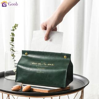 ins nordic กล่องกระดาษทิชชู่ผ้าหนังสําหรับตกแต่งบ้านรถยนต์ (goob)