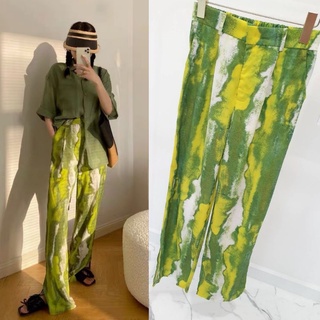 •• MOSS PANTS •• กางเกงผ้าปริ้นลาย ทรงเเสล็คยางหลัง ด้านหน้าเกี่ยาวคะขอ ชายผ่าข้าง ลายสไตล์โคเรีย งานนำเข้า mo