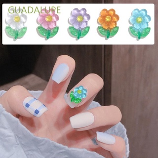 Guadalupe อุปกรณ์ตกแต่งเล็บเครื่องประดับคริสตัลรูปดอกไม้หัวใจ 3D Diy สีแคนดี้สําหรับตกแต่งเล็บ