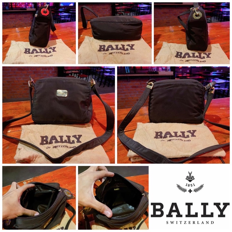 👝: BALLY Brown Nylon Crossbody Bag Vintage แท้💯%