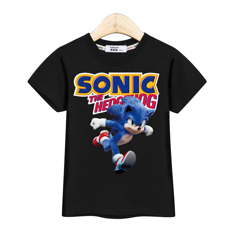 เสื้อเชิ้ตแขนสั้น พิมพ์ลายภาพยนตร์ Sonic The Hedgehog 3 มิติ แฟชั่นฤดูร้อน สําหรับเด็กผู้ชาย และเด็กผู้หญิง