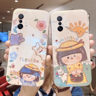 Ready Stock New Casing Xiaomi 11T Pro 11T Mi 11 Lite 5G NE เคส Phone Case Bling  Rhinestone Cute Flower Girl Cartoon Protective Soft Case Xiaomi 11T เคสโทรศัพท