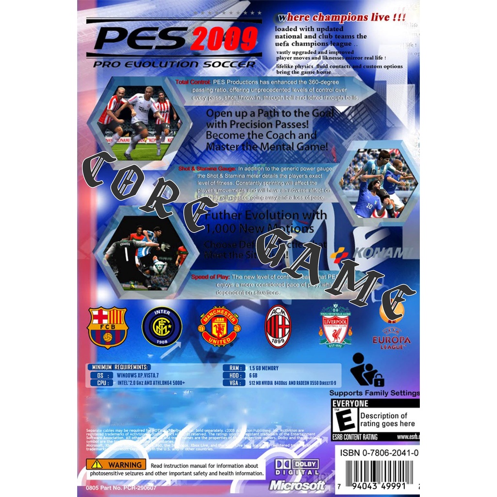 PES 2009 PRO evolution soccer 2009 (Patch 1.5) แผ่นเกมส์ แฟลชไดร์ฟ เกมส์คอมพิวเตอร์  PC โน๊ตบุ๊ค