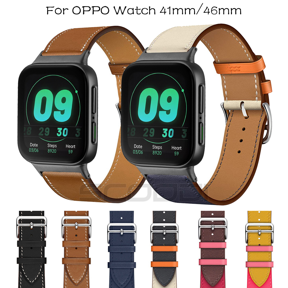 สายนาฬิกาข้อมือหนังแท้สําหรับ Oppo Smart Watch 41 มม 46 มม Shopee
