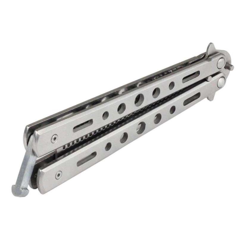 iremax BF16 Balisong มีดบาลิซอง มีดควง มีดซ้อม มีดผีเสื้อ ปลายหวี สีเงิน.
